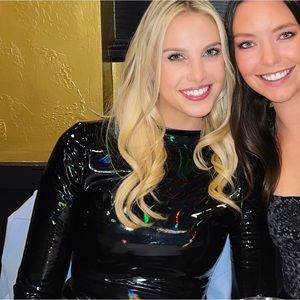 Naked Wardrobe Mock Neck Long Sleeve Vinyl Bodysuit